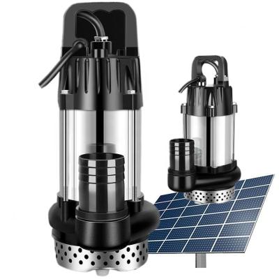 China 2 Inch Water Outlet Integrated Controller Small Stainless Steel Solar Submersible Pump Agricultural Irrigation 24V Solar Drainage Pump for sale