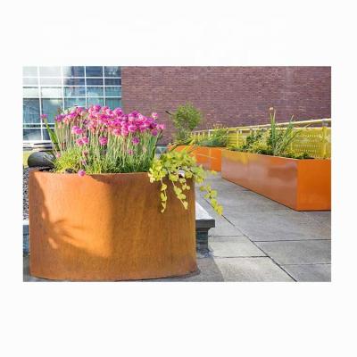 China Custom Giant Flower Pot Large Garden Metal Flower Garden Corten Steel Patio Pots Easily Assembled Easily for sale