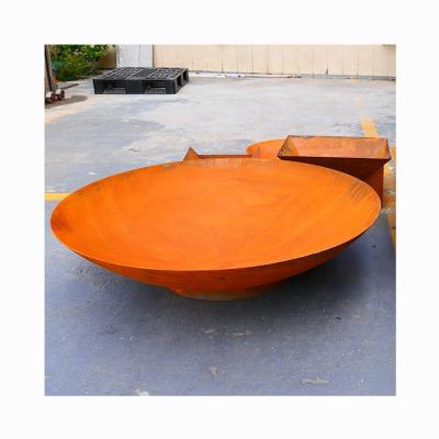 China Customized Stocked Outdoor Fire Pit Garden Metal Round Wood Burning Pit Pits Firepits Corten Steel Large Fire Bowl for sale