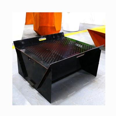 China Customized Outdoor Steel Fire Stocked Pit Collapsible Camping Bonfire Basin Bonfire Pit Patio for sale