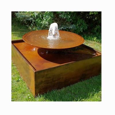 China Outdoor Corten Steel Water Feature Park Landscape Decoration Water Fountain Minimalist Customized Fountains For Garden for sale