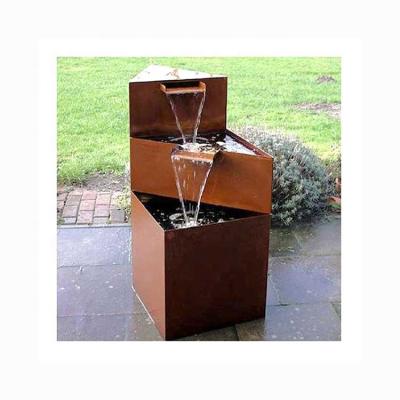 China Garden Minimalist Decor Outdoor Water Fountain Designing Corten Steel Water Feature Customized Fountain Systems for sale