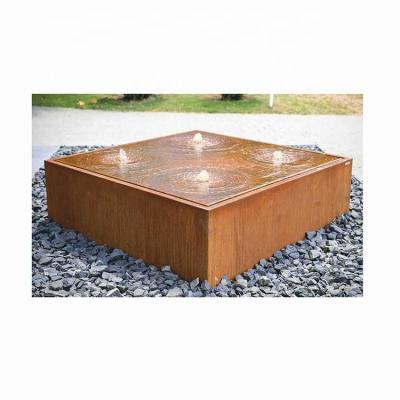 China Minimalist Customized Fountain Systems Outdoor Water Fountain Garden Ornaments Corten Steel Artificial Water Cascade for sale