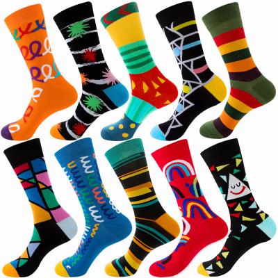 China Hot Sale Antibacterial Colorful Funky Crew Colored Happy Dress Novelty Funny Socks for sale