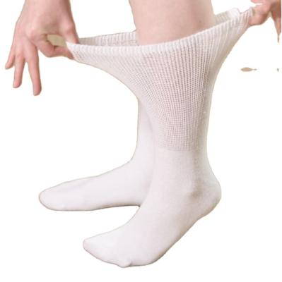 China Antibacterial Organic Cotton White Tie Non Improve Circulation Loose Cuff Diabetic Socks for sale