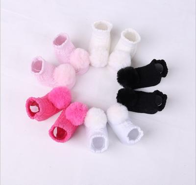 China 2021 new high quality antibacterial cute pink bow pom pom socks baby kids girls socks for sale