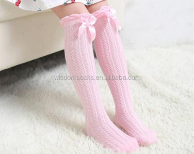 China Pink Bow Little Girls Baby Fancy Socks New Lovely Antibacterial Cotton Knee High for sale