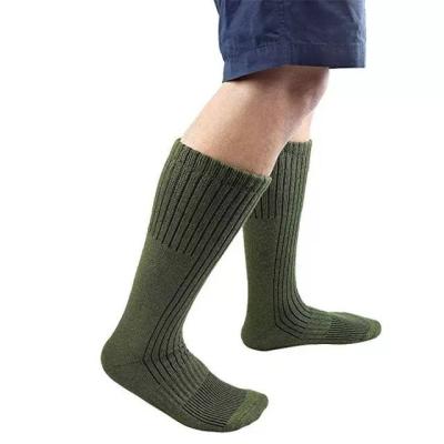 China Antibacterial Knit Crew Men Sport Cushion Boot Army Green Military Police Socks for sale