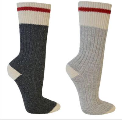 China Women QUICK DRY Warm Gray Red Stripe Winter Sublimation Sale Light Gray Work Socks for sale