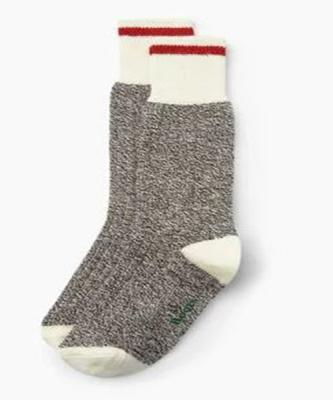 China Antibacterial Knit Red Gray Stripe Weekday Canada Work Women Thick Crew Socks for sale