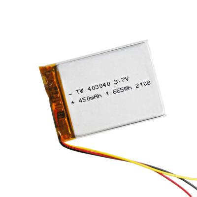 China Toys 500mAh 3.7V Li-polymer Battery 403040 With KC Certification TW Battery for sale