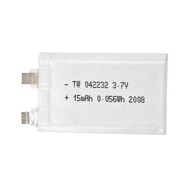 China Toys TW Ultra Thin 042232 3.7v 15mah Square Battery Rechargeable Lithium Polymer Battery For Smart Card for sale