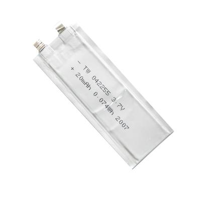 China Ultra thin Foldable 0.4MM Lipo Battery 042255 3.7V 20 MAH Ultra Thin Custom Products, meet your liquid and solid requirements for sale