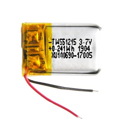 China Consumer Electronics 3.7V 551215 65mAh Rechargeable Lithium Ion Battery for sale