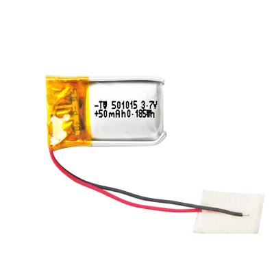 China Toys Rechargeable 501015 50mAh TW Free Sample Lithium Polymer Battery for sale