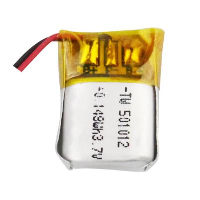 China Consumer Electronics 501012 3.7V Mini Capacity 40mAh Rechargeable Lithium Polymer Li-ion Battery for sale