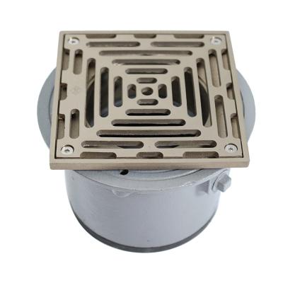 China Traditional Heavy Duty Cast Iron Adjustable Foor Drain W/Square Ni-Bronze Cleanout Stainer for sale