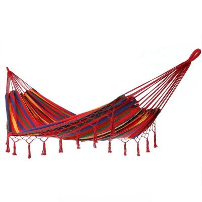 China Modern Outdoor Portable Cotton Double Hammock With Tassel for sale