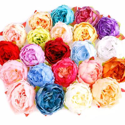 China Europe Artificial Silk Peony Flower Heads Peony Heads For Home Decor Bridal Wedding Flower DIY Wall Accessories Christmas Decorations for sale