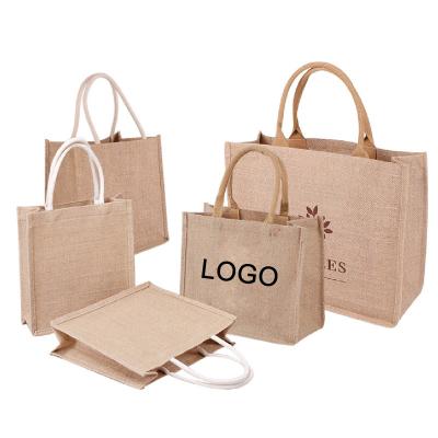 China Durable Wholesale Custom Recycled Hemp Bags Jute Foldable Shopping Tote Bag for sale