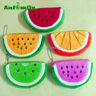 China Children's Gift Fashion Fruit Shape Plush Fabric Funny Coin Purse For Children for sale