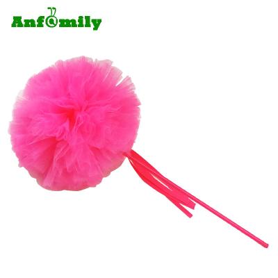 China Customized Tulle Material Colors 15cm Tulle Net Pom Pom Wands Tutu for sale