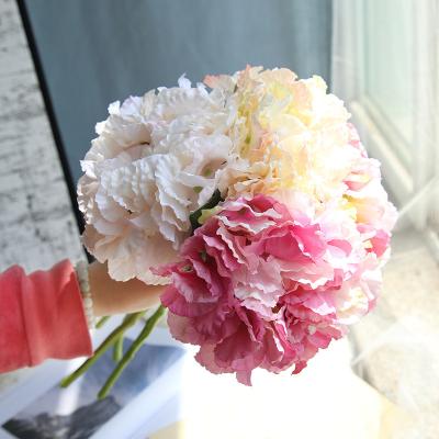 China Include 6 forks flowers and 2 leaves 2020 hot sale artificial fabric hydrangea flowers for wedding home decoration for sale