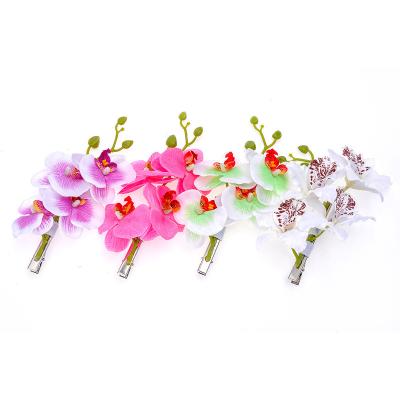 China Flamenco Dancer 19cm Orchid Flower Artificial Hair Clips Barrettes Bridles With Alligator Brooch Pins Tropical Hair Accessories Hawaiian Headwear for sale