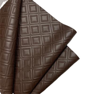 China Waterproof newcomers fashion car upholstery materials with grids leather rexine for bag making 1.6m width for sale