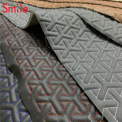 China Abrasion-resistant Car PVC Interior Leather Materials Embroidered Sponge Leather For Seat Cover for sale