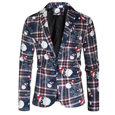 China new Anti-wrinkle autumn and winter fun printed suit jacket Christmas blazer for men for sale