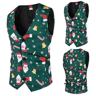 China 2020 Autumn Winter New Men Fashion Christmas Printed Casual Anti-wrinkle Vest for sale