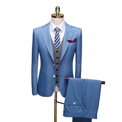 China Anti-Wrinkle Customized Latest High Quality 3 Piece Set Suits For Man Business Groom Wedding Suits for sale