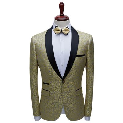 China Custom Made Anti-Wrinkle 2Pieces Size Mens Suits Jacket Pants Party Wedding Yellow Cheap Suit For Men for sale