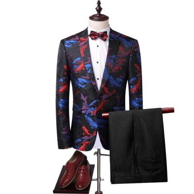 China New Arrival Fashionable Anti-Wrinkle Clothing For Man 2 Piece Suits Printed Casual Wedding Suits for sale