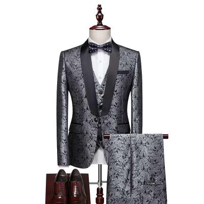 China Anti-wrinkle soft wedding suits tuxedo suits custom made men's suits OEM red white gray special prints for sale