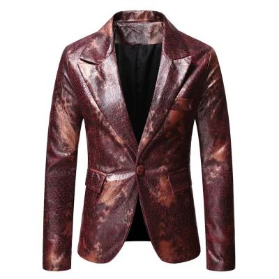 China Wholesale Brand New Anti-Wrinkle Mens PU Leather Blazer Suits Jacket Suit Set For Men Tuxedo Suits for sale