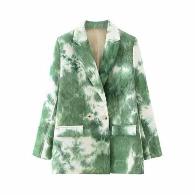 China Anti-wrinkle fashion women colorful tie dye long sleeve double breasted blazers good quality blazers cheap clothing for sale