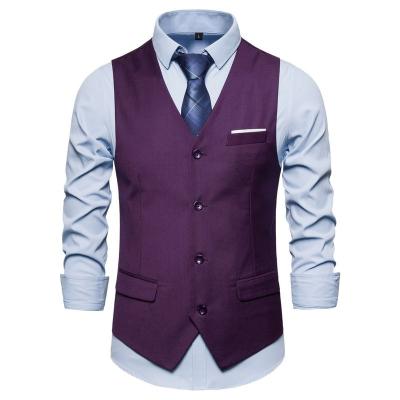 China Hot Sale Online Wedding Soft Anti-wrinkle Store Polyester Vest Restaurant Purple Waiter Vest And Vest For Men for sale