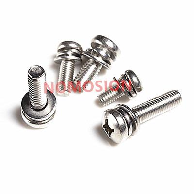 China Round 304 stainless steel gb9074.4 combination screw pan head three combination cross screw M8*12*16*20*25*30 for sale