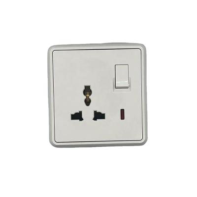 China UK 3pin Home Electrical Switched White Universal Lamp Switch Socket With Neon Single Pole Wall Switch for sale