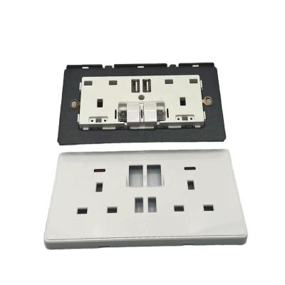 China China Middle East Light Switches UK Type 86 146 13A Double Pole Switched Socket With Wall Neon Light Switch Socket With USB Ports for sale