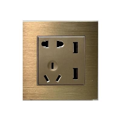 China China Gold General Standard Wall Switch Universal Appliance Wall Socket With 2USB Charging , USB Home Switch Wall Socket for sale