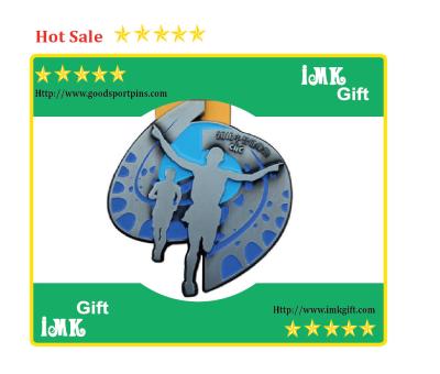 China 30KM trailwalk sport medal badges , sport pin in size 75mm with blue sublimation lanyard for sale