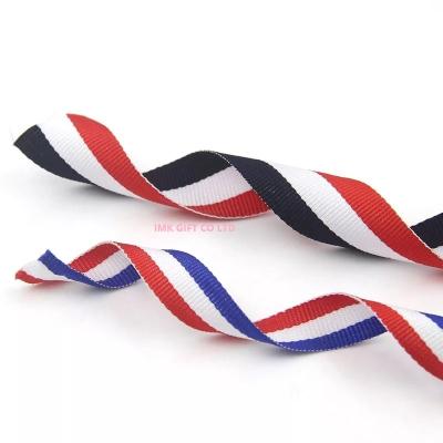 China IMKGIFT  factory supplier in custom ribbon , neckstrap , lanyard ,blue/whie/red ribbon , medal ribbon in red white black for sale