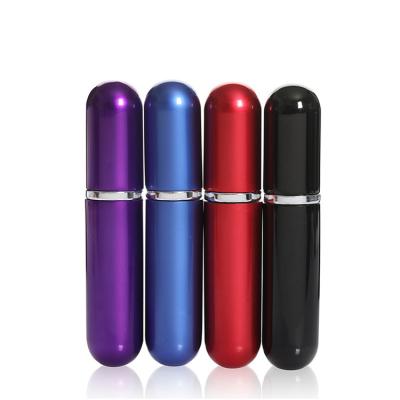 China Custom Refillable Color 6ml Audio Visual Head Spray Pump Aluminum Portable Round Mini Perfume Bottle for sale