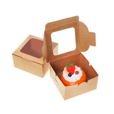 China 50 Pack Disposable Pastry Box Packaging Paper Bakery Box With Viewfinder For Mini Cake for sale