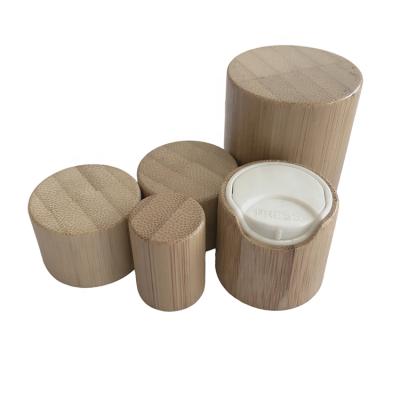 China Non Spill 20/410 Nature Packing Nature Hand Press Cap Wood Sanitizer Wood Grain Bamboo Disc Top Caps for sale