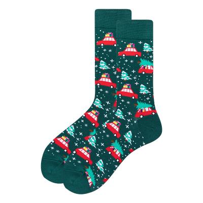 China Christmas Socks Santa Deer Dinosaur Christmas Tree Cotton QUICK DRY Socks For Mens Crew Mens Custom Socks for sale