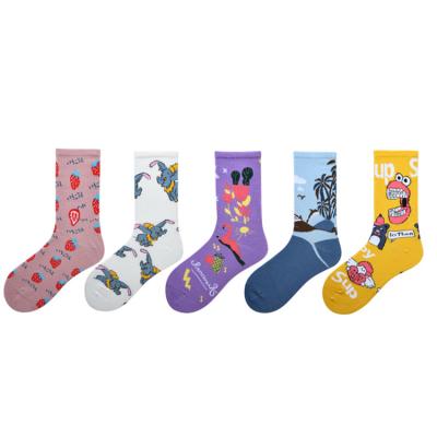 China QUICK DRY Professional Colorful Cute Funny Fruit Socks Colorful Dot Animals Letter Patterns Custom Logo Socks for sale